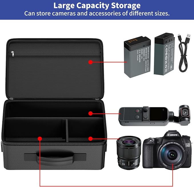 Tamfile Camera Bag for Canon/Sony/Nikon/Mirrorless/DSLR, 4 Dividers,