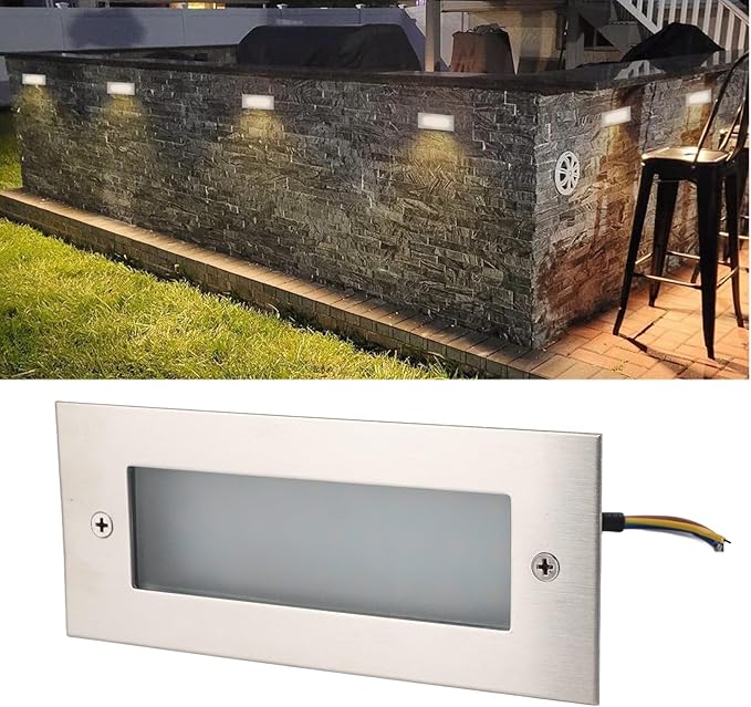 85-265V LED Step Light, 3000K Water Proof Aluminum Alloy Embedded Stair Light, Portable Wall Lamp for Indoor Outdoor Basements Corridors