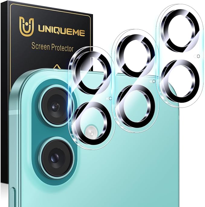 UniqueMe for 3 Pack iPhone 16 / iPhone 16 Plus/iPhone 17 Camera Lens Protector