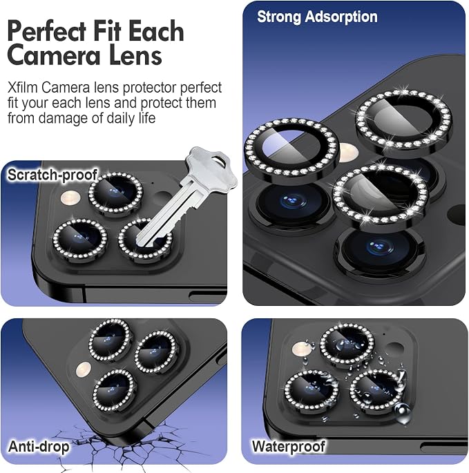 for iPhone 14 Pro/14 Pro Max Camera Lens Protector Bling, 9H Hardness