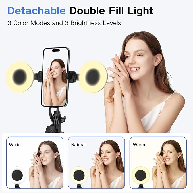 Vlogging Kit for iPhone/Android, Metal Selfie Stick Tripod for iPhone