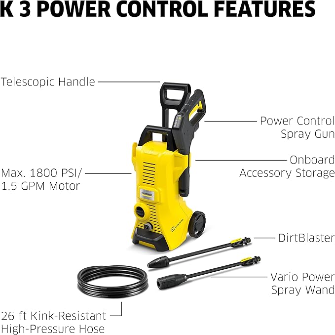 Kärcher Pressure Washer, K3 Power Control, Max 2100 PSI, 26 ft. Hose, 2 Spray Wands - 1.45 GPM