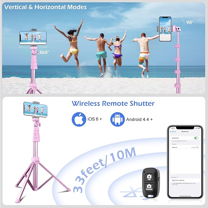 Sensyne 62" Phone Tripod & Selfie Stick, Extendable Cell Phone Tripod Stand