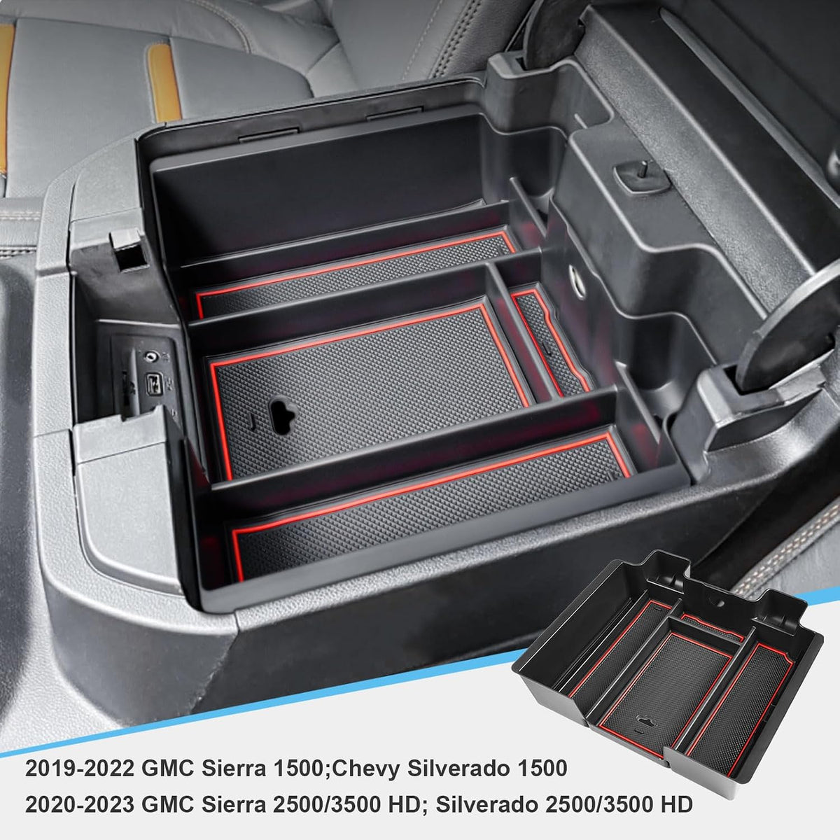 Center Console Organizer for 2019-2022 Chevy Silverado/Sierra 1500, Red