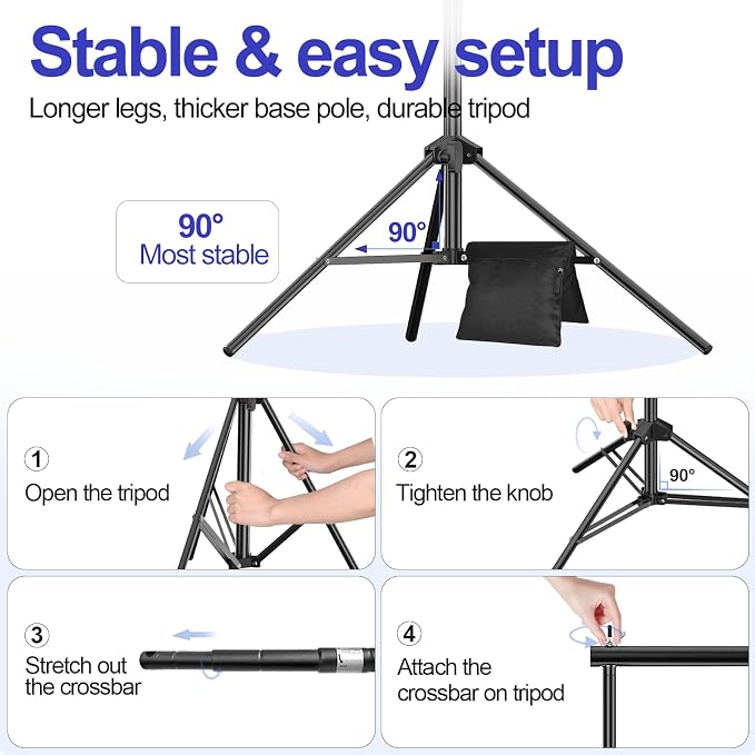 EMART 10x7.9FT Backdrop Stand, Photo Video Studio Adjustable&Lockable Heavy