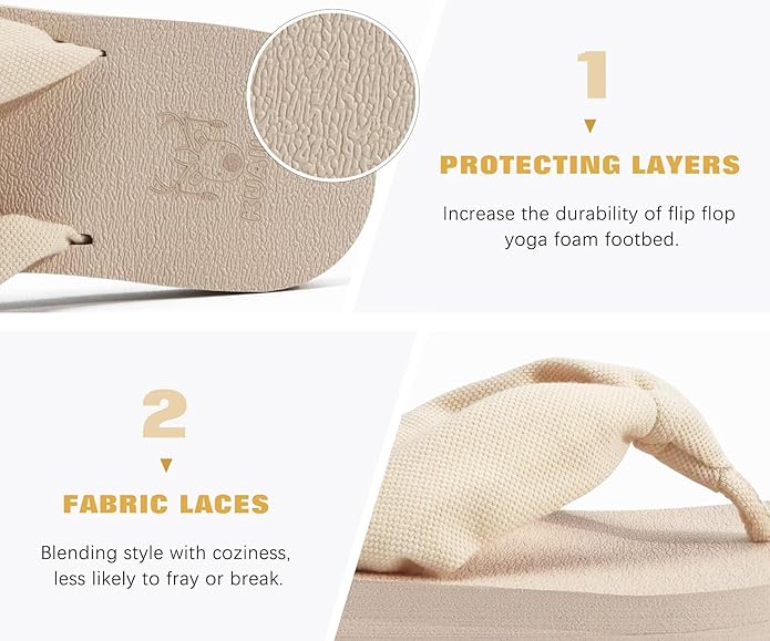 KuaiLu Flip Flops for Women with Arch Support Yoga Mat Comfortable Summer Beach Walking Thong Cushion Sandals Slip On Indoor Outdoor