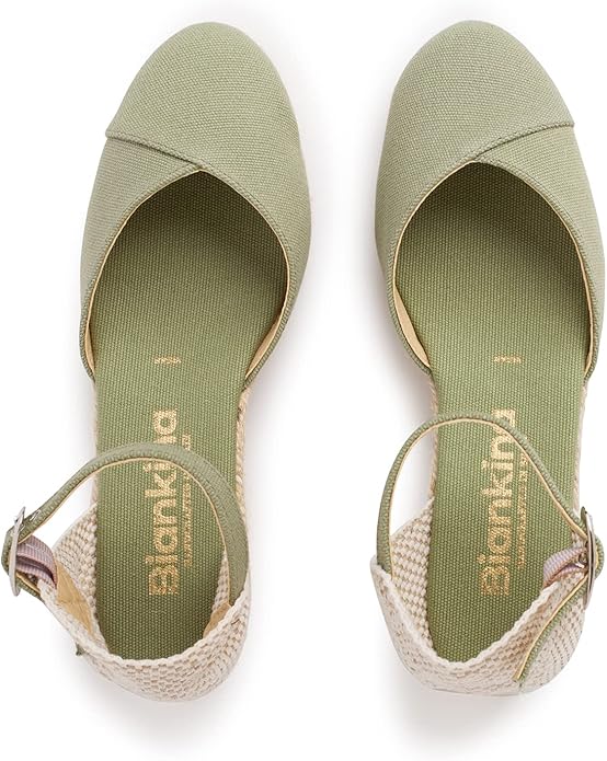 Girona Authentic Spanish Espadrille Wedge Sandals for Women - Sustainable, Eco Friendly, Vegan Shoes. Classic Style, Organic Cotton Canvas Upper, Comfy Insole, Jute Midsole, Rubber Sole. Made in Spain