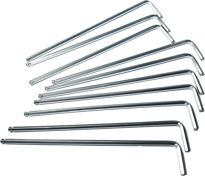 10pcs 1/8 Ball End Allen Wrench sets,1/8" Hex Key Wrench set,allen key Door Key L Shaped hex wrench set with Long Arm.