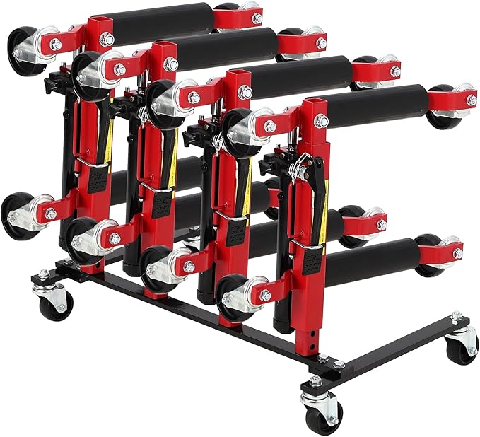Car Dolly Storage Rack - Heavy Duty 4 Wheel Dolly Holder with 360° Swivel Casters, Universal Jack Stand Organizer for Garage Workshop Auto Repair Shop, Space Saving Tool Storage