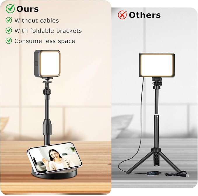 2-Pack Portable Rechargeable LED Video Light, Battery Powered Photography