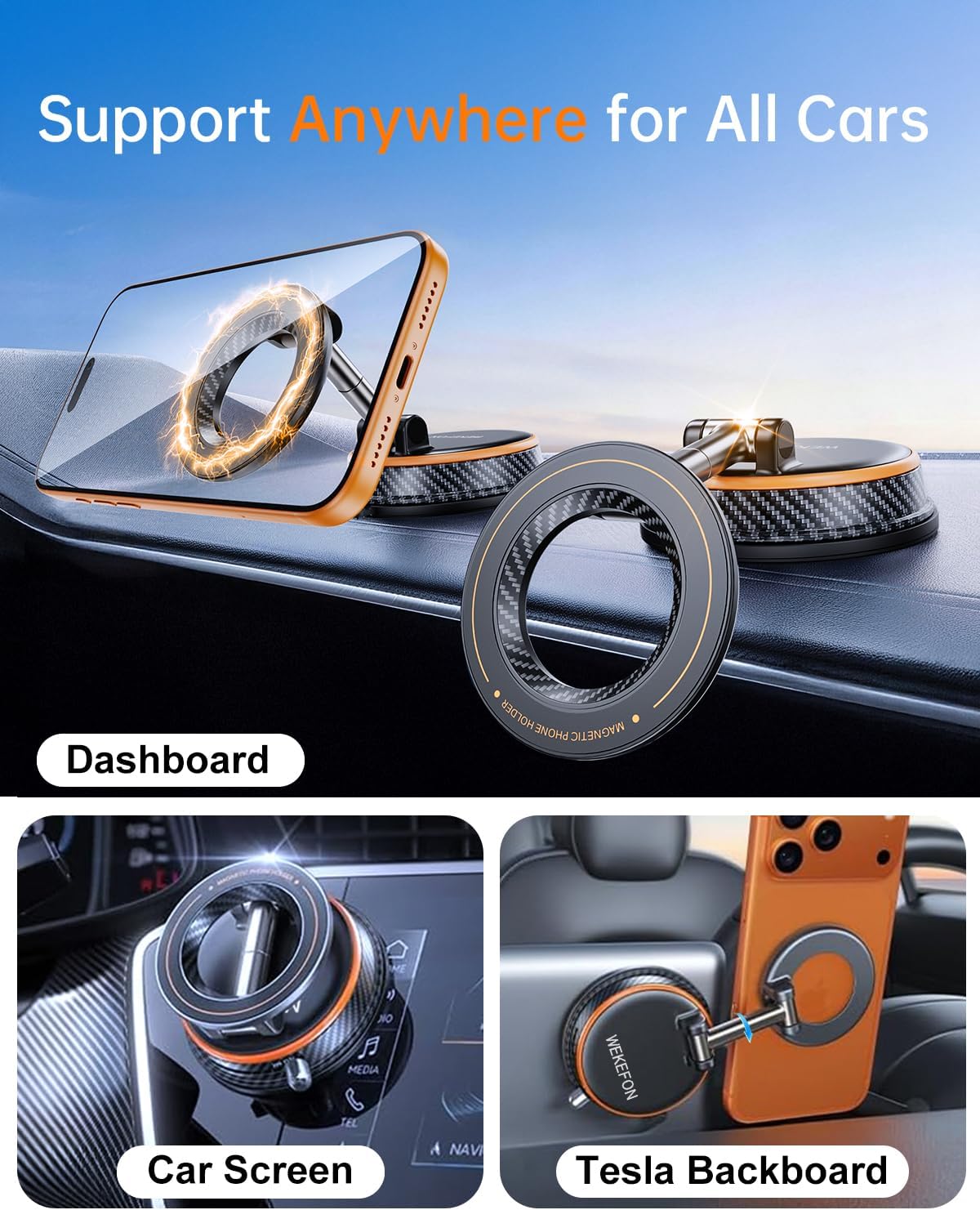 for Magsafe Car Mount, Vacuum Magnetic Phone Holders for Your Car