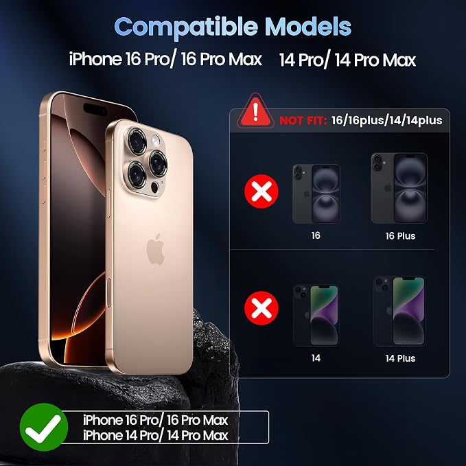 CACOE Camera Lens Protector for iPhone 14 Pro/14 Pro Max/16 Pro/16 Pro Max