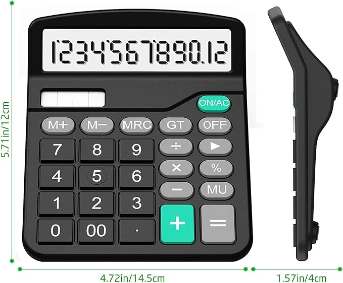 Calculator, Splaks 2 Pack Standard Functional Desktop Calculators Solar and AA