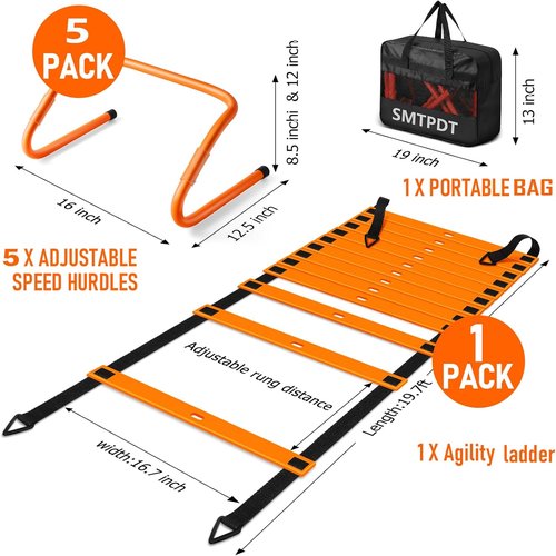 Agility Ladder Set - 20ft Speed Ladder with 5 Hurdles | Enhance Footwork, Speed & Agility for Kids & Adults