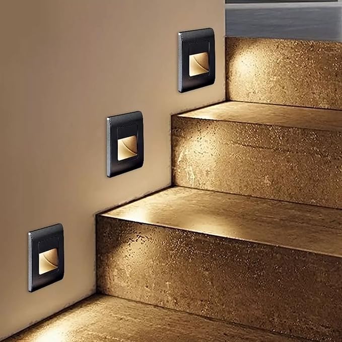 ZJchao 3 Pcs Step Light Stair Lamp Embedded Wall Light 1.5W 3000K Warm White Soft Lighting with Retardant PC for Bedside Corridor Staircase