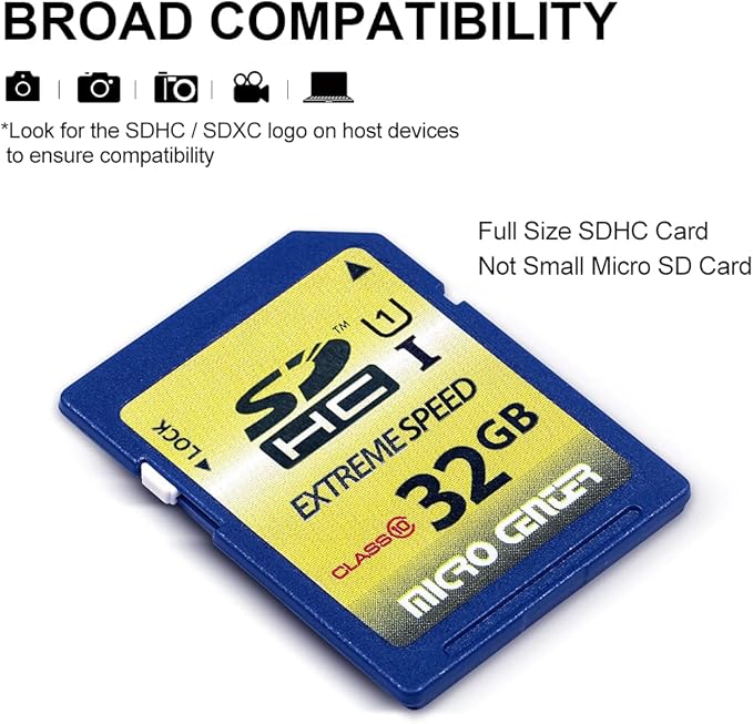 32GB Class 10 SDHC Flash Memory Card Full Size SD Card USH-I U1 Trail Camera