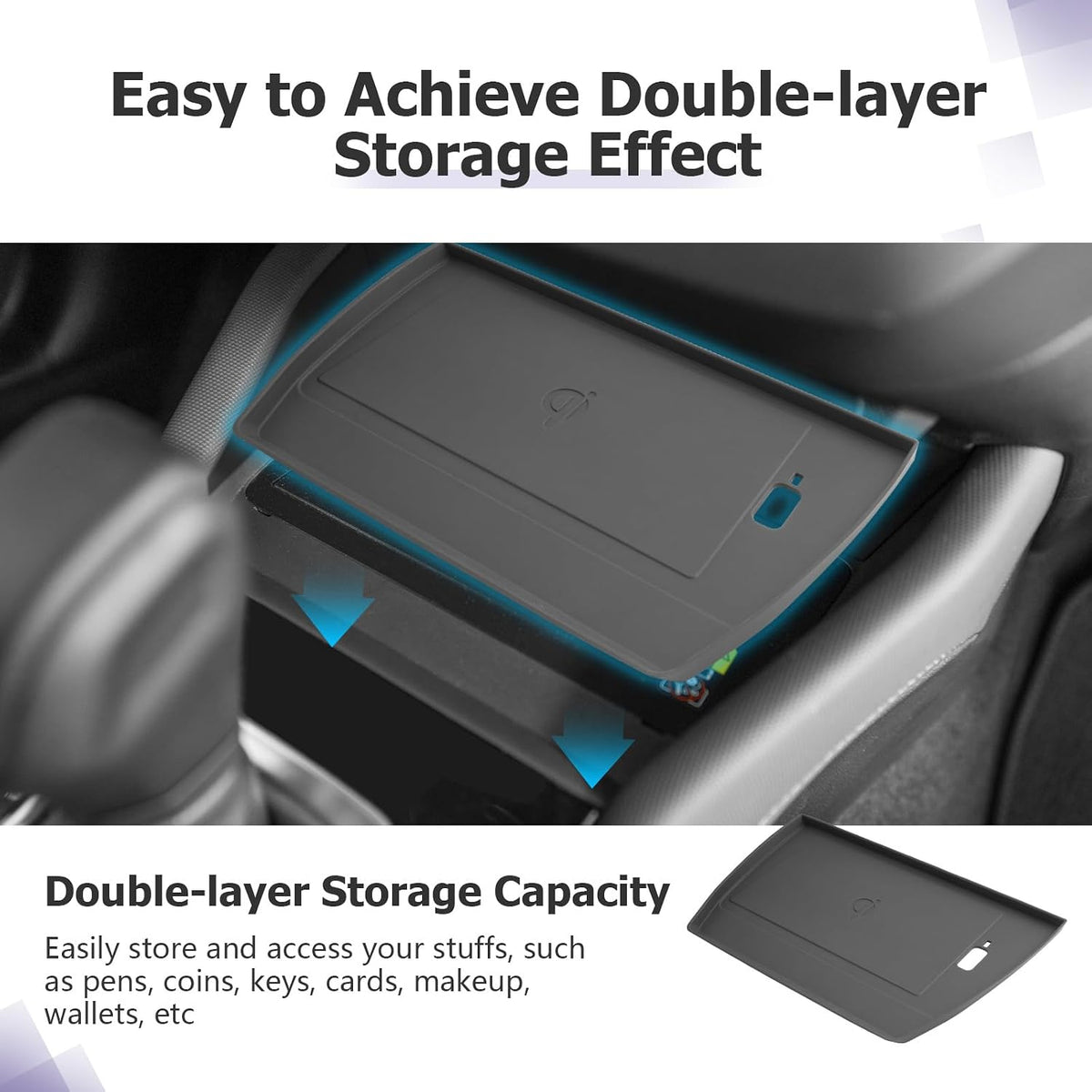 LUWU for 2025 Subaru Forester Accessories Compatible with 2025 Forester Wireless Charging Anti-Slip Mat - Center Console Cup Holder 2-Pack (Not for 2026 Touring/Wilderness/Premium)