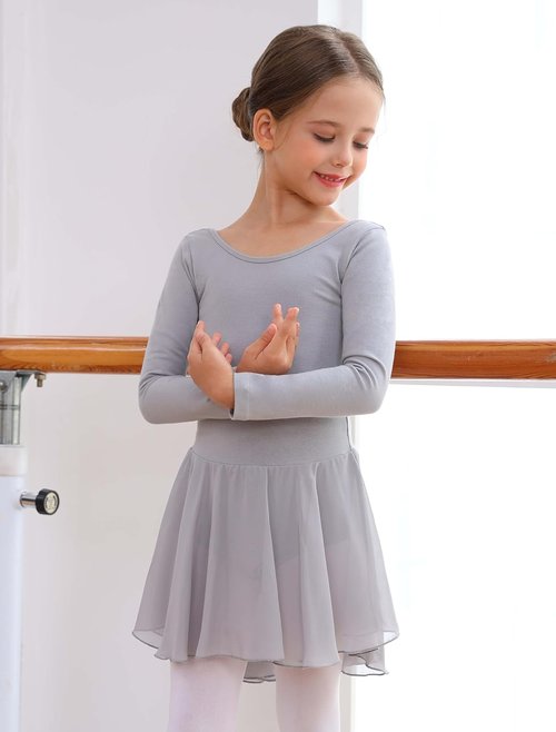 MdnMd Toddler Girls Ballet Leotard Dress - Puff Sleeve Ballerina Outfit | Comfortable & Stylish