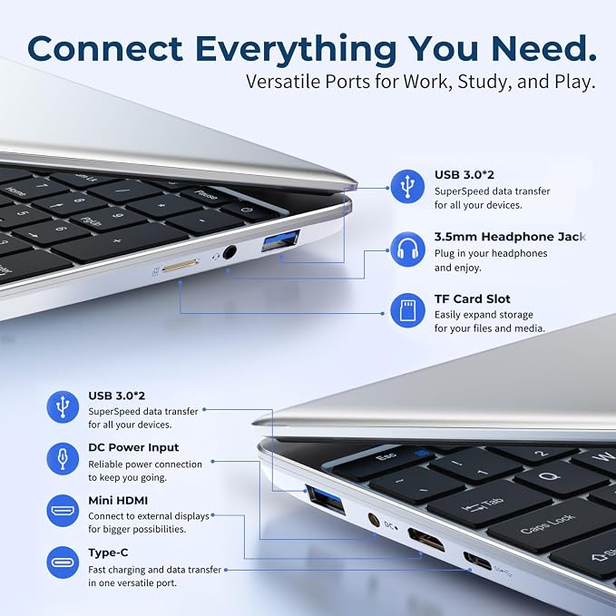 2026 Laptop Computer, 15.6 Inch Windows 11 Pro Laptops with Office 365, 8GB RAM 256GB SSD, Traditional Portable Lap top with Core M3-6Y30 Processor and Built-in Cooling System for Business & Students
