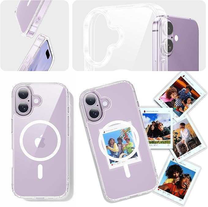 toushion 3 in 1 for iPhone 17 Case Clear, Fits MagSafe, Not Yellowing, Screen