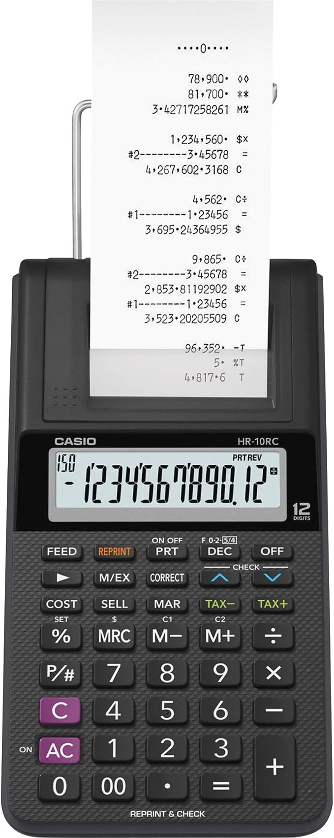 Casio HR-10RC Mini Desktop Printing Calculator | Portable | 12-Digit Display |