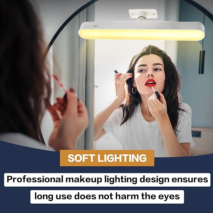 Wireless Vanity Lights for Mirror, 4000mAH Rechargeable Battery Operated Mirror Light, Adjustable Color Brightness & Angle Makeup Light,Cordless Lights for Bathroom Mirror,Desks, Kitchens, Cabinets