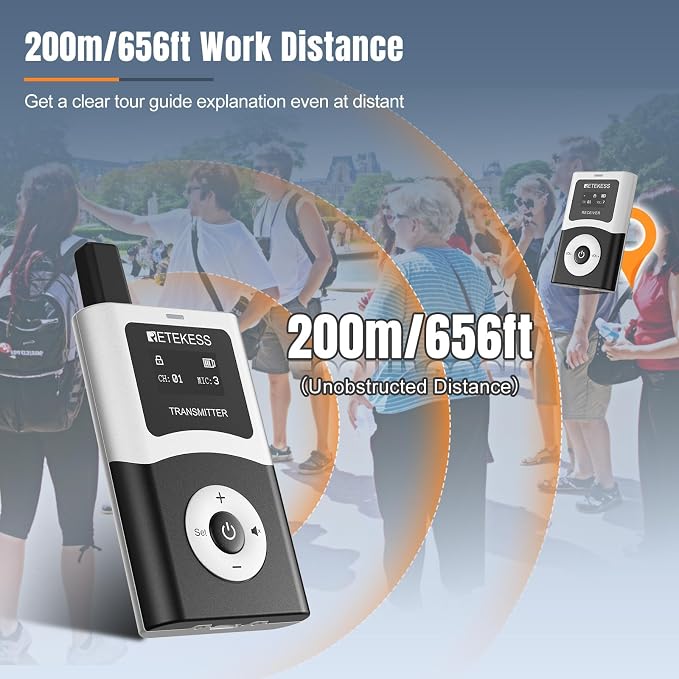 Retekess T130U Audio Tour Guide System, Tour Guide Headsets