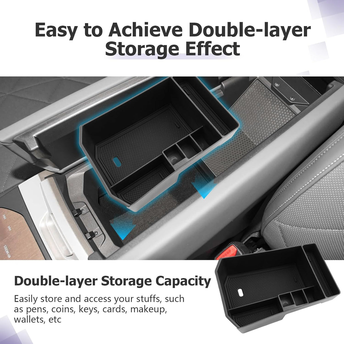 LUWU 2022-2026 BMW iX Center Console Organizer xDrive45 xDrive60 M70 Armrest Storage Box Armrest Organizer Insert Tray 2025 2026 BMW iX Accessories