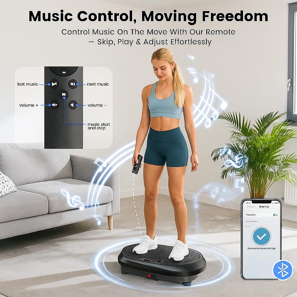 Skiennix Vibration Plate Exercise Machine - Full Body Shaker for Lymphatic Drainage | Bluetooth Fitness Platform