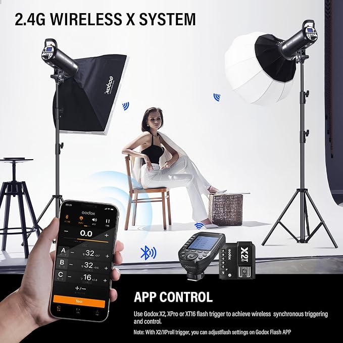Godox Sk300ii-v Sk300iiv*2Kit Upgraded Strobe Flash 600Ws GN58 5700K Bowens