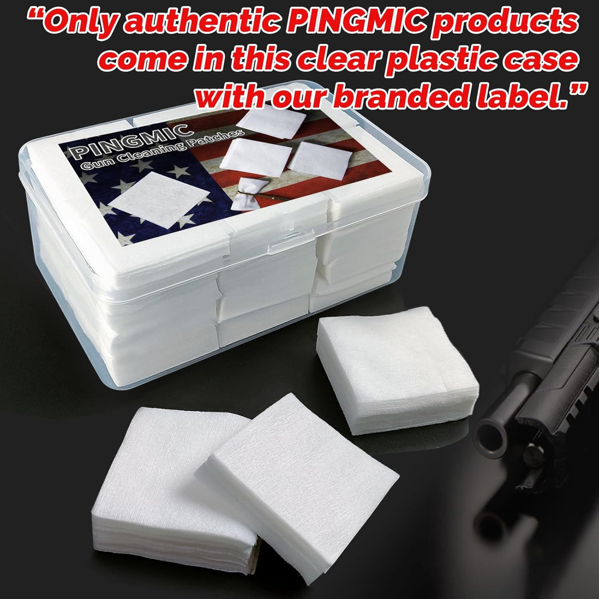 PINGMIC Gun Cleaning Patches - Highly Absorbent Lint-Free Cloth for .22 to .45 Cal & 5.56/9mm | 1800/1400/600 Count