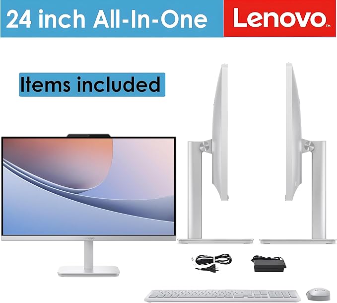 Lenovo 24" FHD All-in-One Desktop Computer, Intel 4-Core Processor (Beats i3-1110G4), 8GB RAM, 512GB PCIe SSD, HDMI, WiFi 6, RJ45, Bluetooth, Business AIO, Vent-Hear, Keyboard & Mouse, Windows 11 Pro