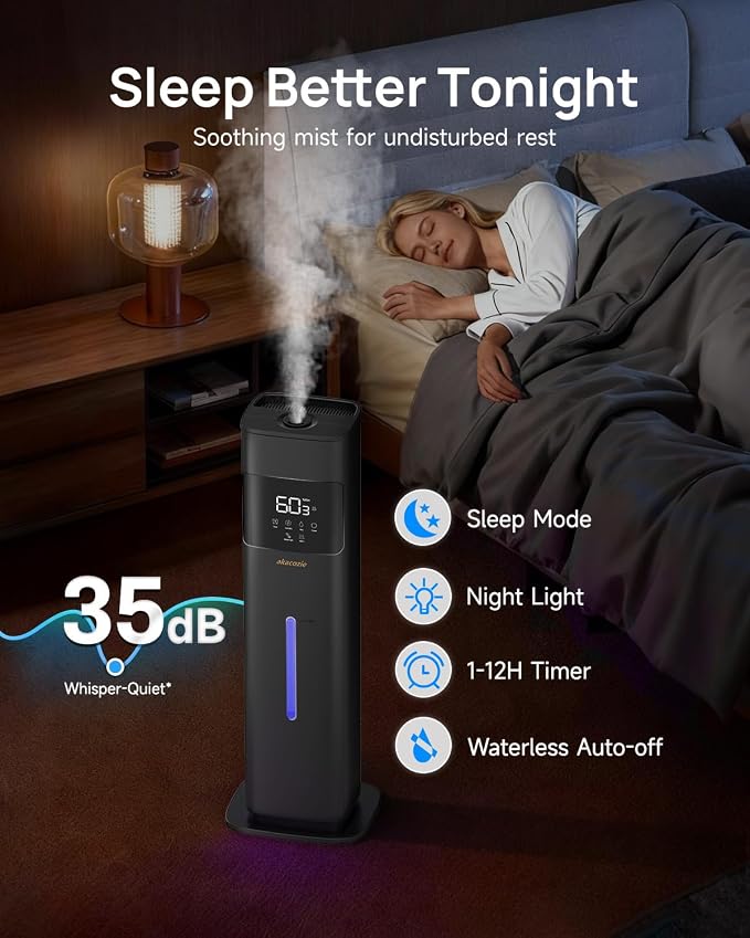 Warm & Cool Mist Humidifiers for Bedroom 500 sq ft, 2.1Gal/8L Humidifier Large Room with Essential Oil Diffuser, Top-Fill Large Room Humidifiers for Home Baby Nursery Plants Office