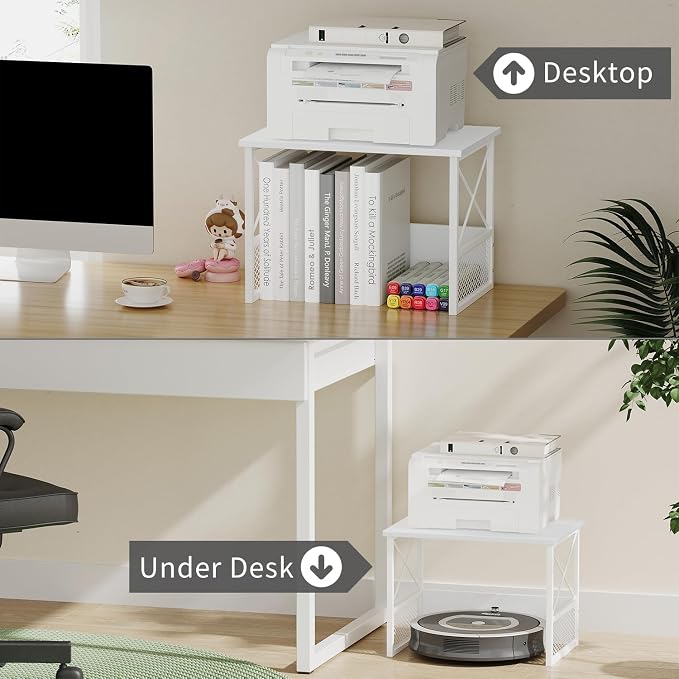 Printer Stand for Desk, Desktop Printer Stand Shelf Organzier for Home Office