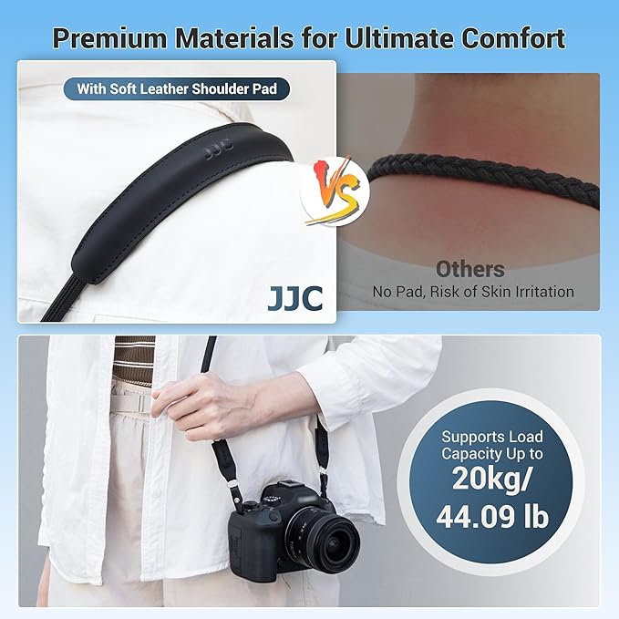 JJC 115cm Braided Rope Camera Strap, Soft Neck Shoulder Strap