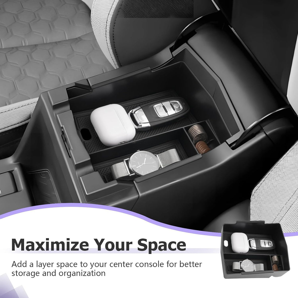 LUWU for 2025 Subaru Forester Accessories for 2025 Forester Base/Sport/Limited Armrest Console Secondary Storage Box Insert Tray ABS Material Black (Not for 2026 Touring/Wilderness/Premium)
