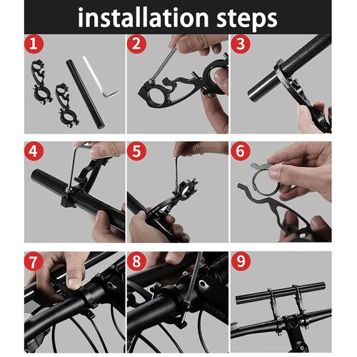 Bike Bicycle Double Handlebar Extender Extension,11.8"(30 cm) Aluminum alloy Super Long Bracket Accessories，For Bike Mounts,GPS Units, Headlights,Light Lamp,Phone Mount,For 20mm-32mm caliber