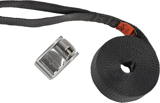 Nite Ize Dual CamJam Tie Down System - Ratchet Straps - Straps for Trucks & Cars - Luggage Strap for Camp Gear - Tie Down Moving Supplies - 12 ft, Black