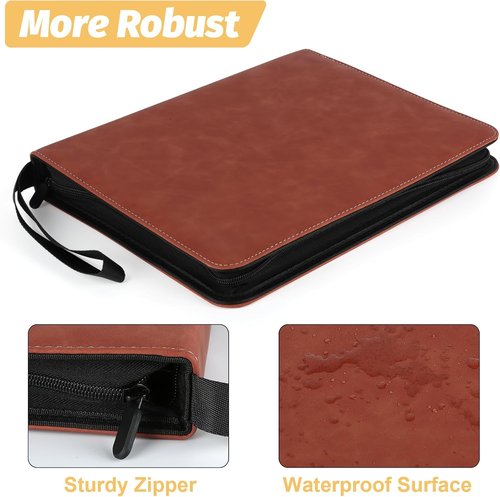 GERMUN 9 Pocket Card Binder - Premium Zip Trading Card Album for MTG, TCG & Sports Cards | 720 Double-Sided Pockets (Brown)