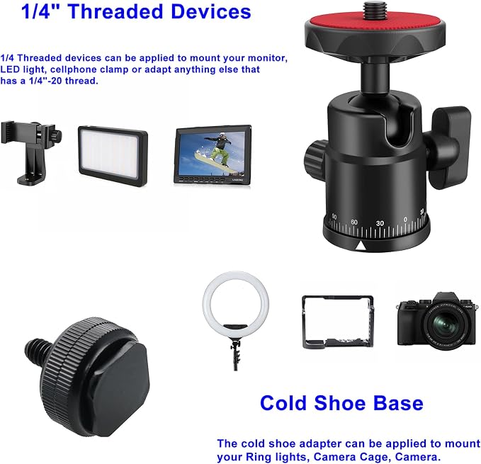 Universal 1/4" Swivel Mini Ball Head Screw Tripod Mount