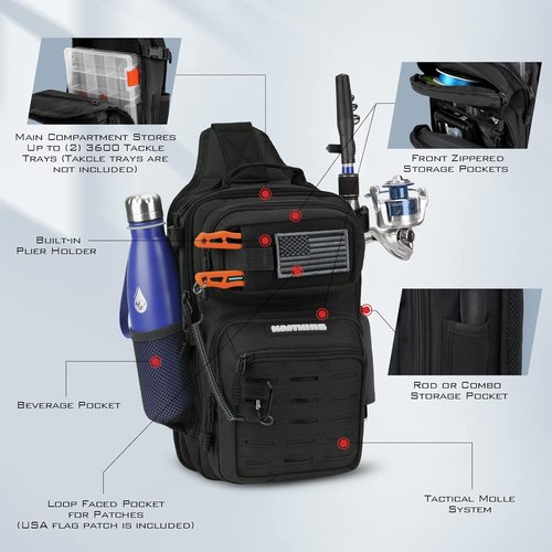 KastKing BlowBak Tactical Sling Tackle Bag - Lightweight Fishing Backpack for Men | Durable Storage Solution