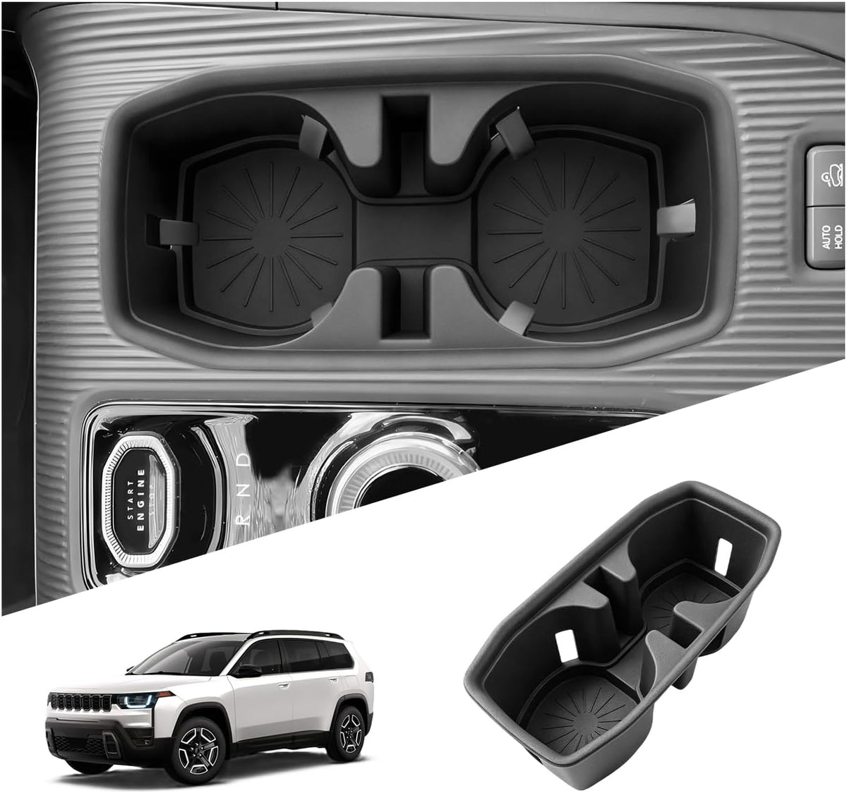 SKTU for 2022-2024 Acura RDX Center Console Organizer 2023-2024 RDX TC1/2 Insert ABS Black Materials Tray Armrest 2023 2024 RDX Accessories Console Tray with Coin Holder