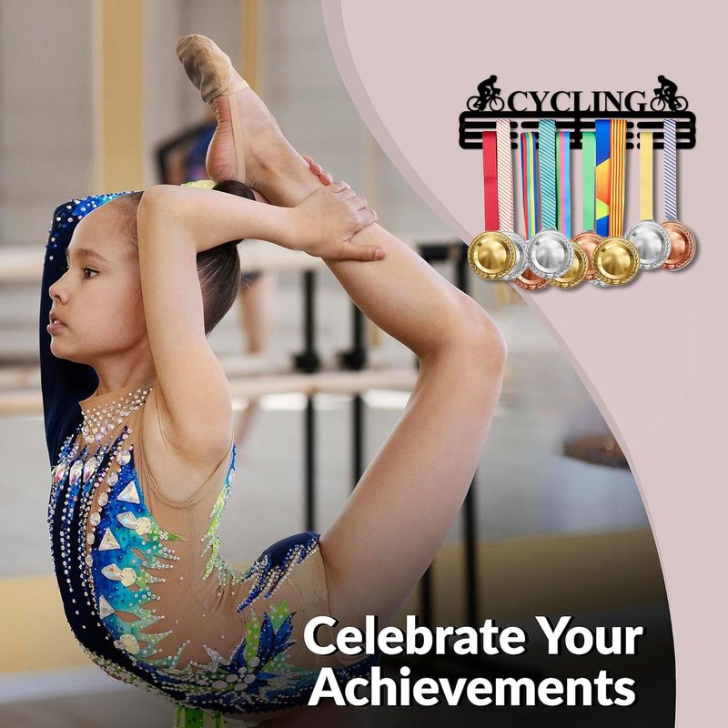 Resama Personalized Medal Hanger Display Holder Tiered Award Rack Cycling Medal Holder Display Hanger Rack Frame,Black Sturdy Steel Metal,Wall Mounted Over 50 Medals