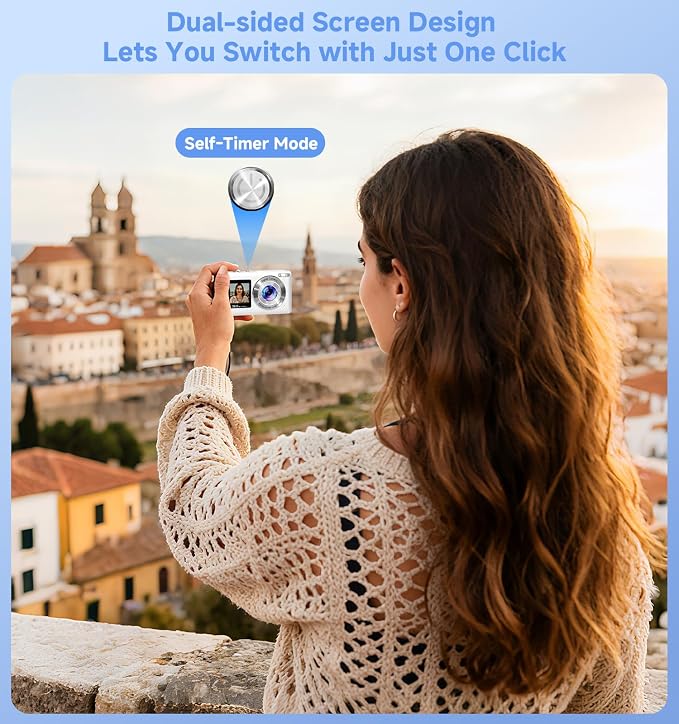Compact Camera, 56MP Dual-Screen Digital Camera