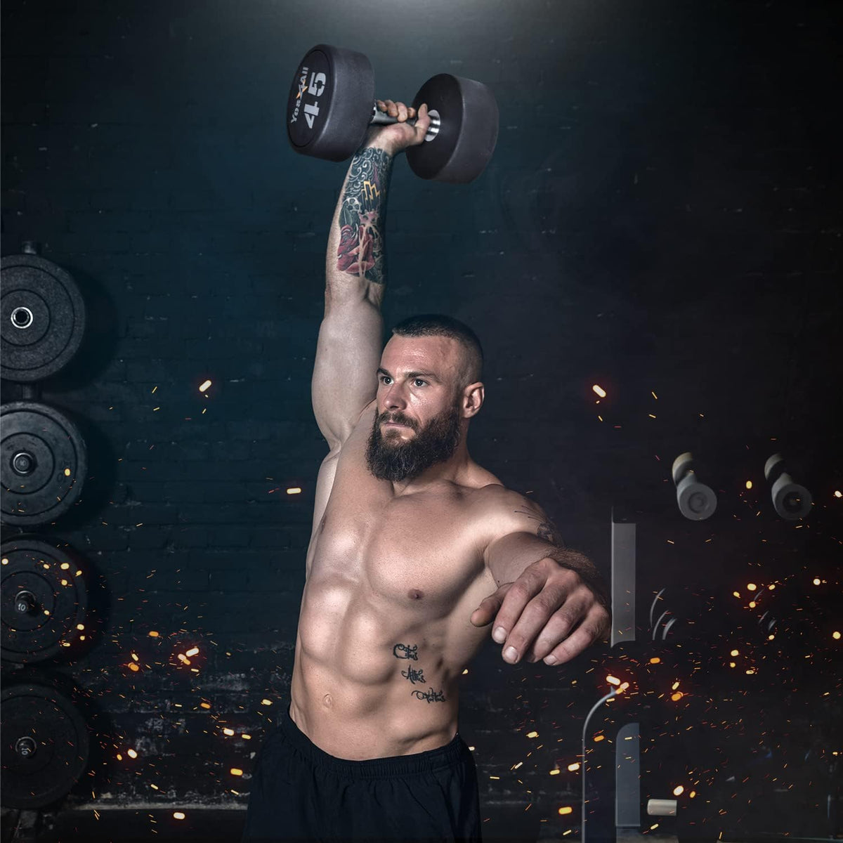 Yes4All Urethane Dumbbell - Anti-Slip Knurled Handle for Muscle Building | 5-50 LB Options Available
