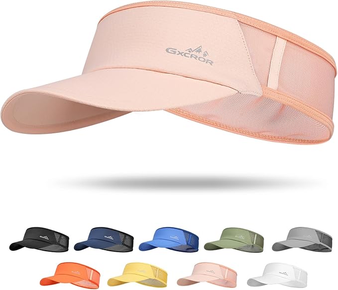 GXCROR Sports Sun Visor Hat Men Women, Lightweight Breathable Quick Dry Sports Sun Hat for Running Golf Tennis