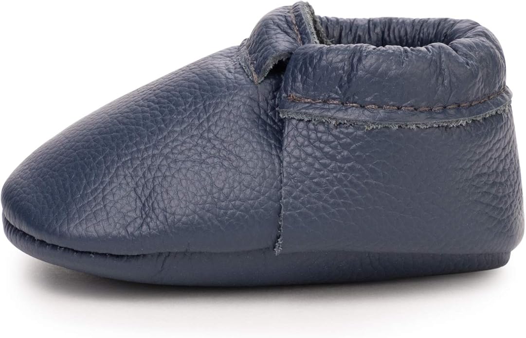 BirdRock Baby Fringeless Moccasins - Genuine Leather Boys and Girls Shoes for Newborns, Infants, Babies, Toddlers