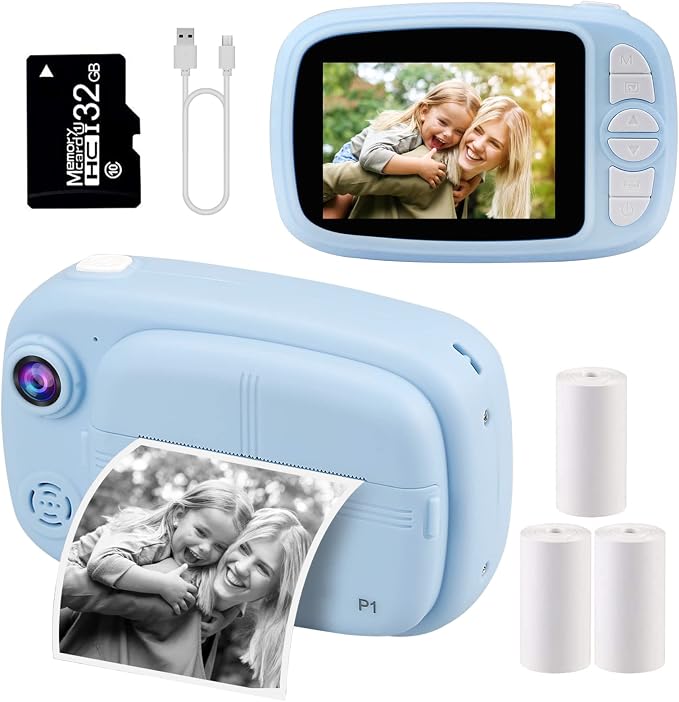 Kids Instant Camera, Mijiaowatch 12MP/1080P Kids Digital Print Camera
