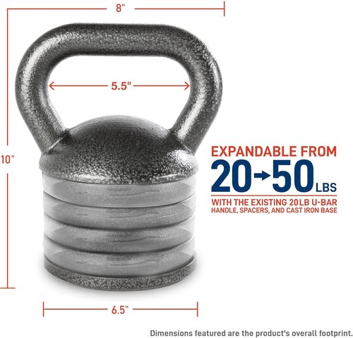 Apex Adjustable Kettlebell - Heavy-Duty Cast Iron for Strength Training | Ideal Home Gym Equipment, Grey