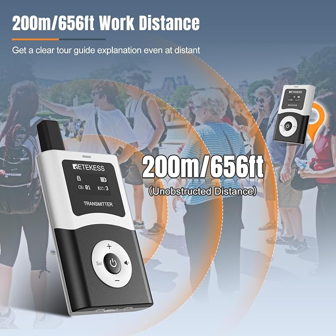 Retekess T130U Whisper Tour Guide System, Tour Guide Microphone and Speaker